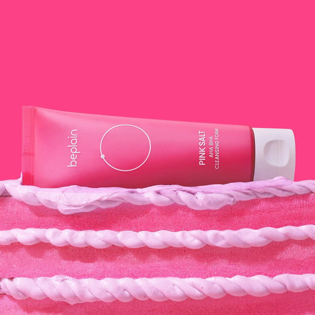 Beplain Pink Salt AHA BHA Cleansing Foam 120ml | Gentle Exfoliating Pore Cleanser