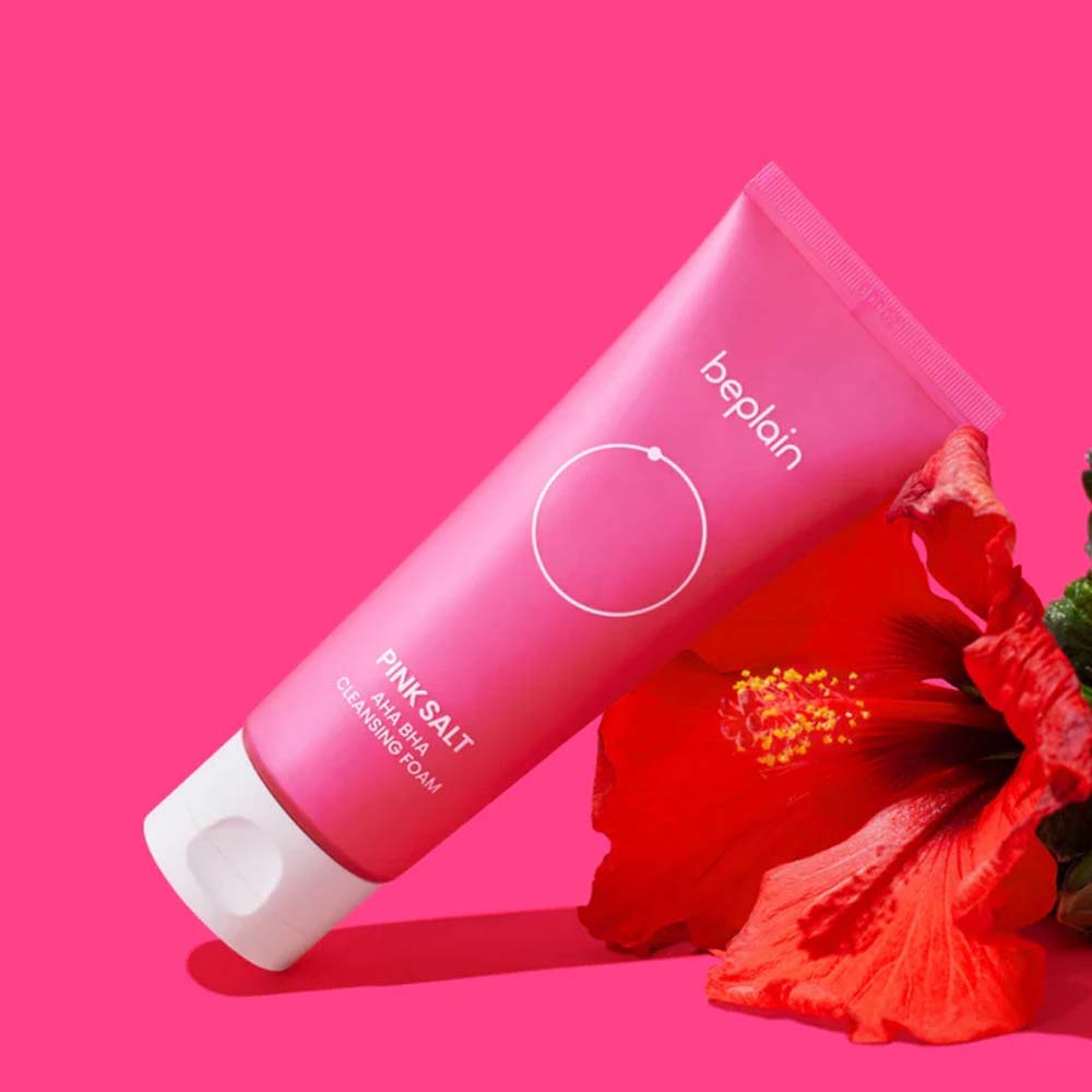 Beplain Pink Salt AHA BHA Cleansing Foam 120ml | Gentle Exfoliating Pore Cleanser