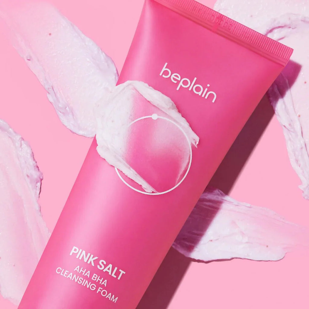 Beplain Pink Salt AHA BHA Cleansing Foam 120ml | Gentle Exfoliating Pore Cleanser