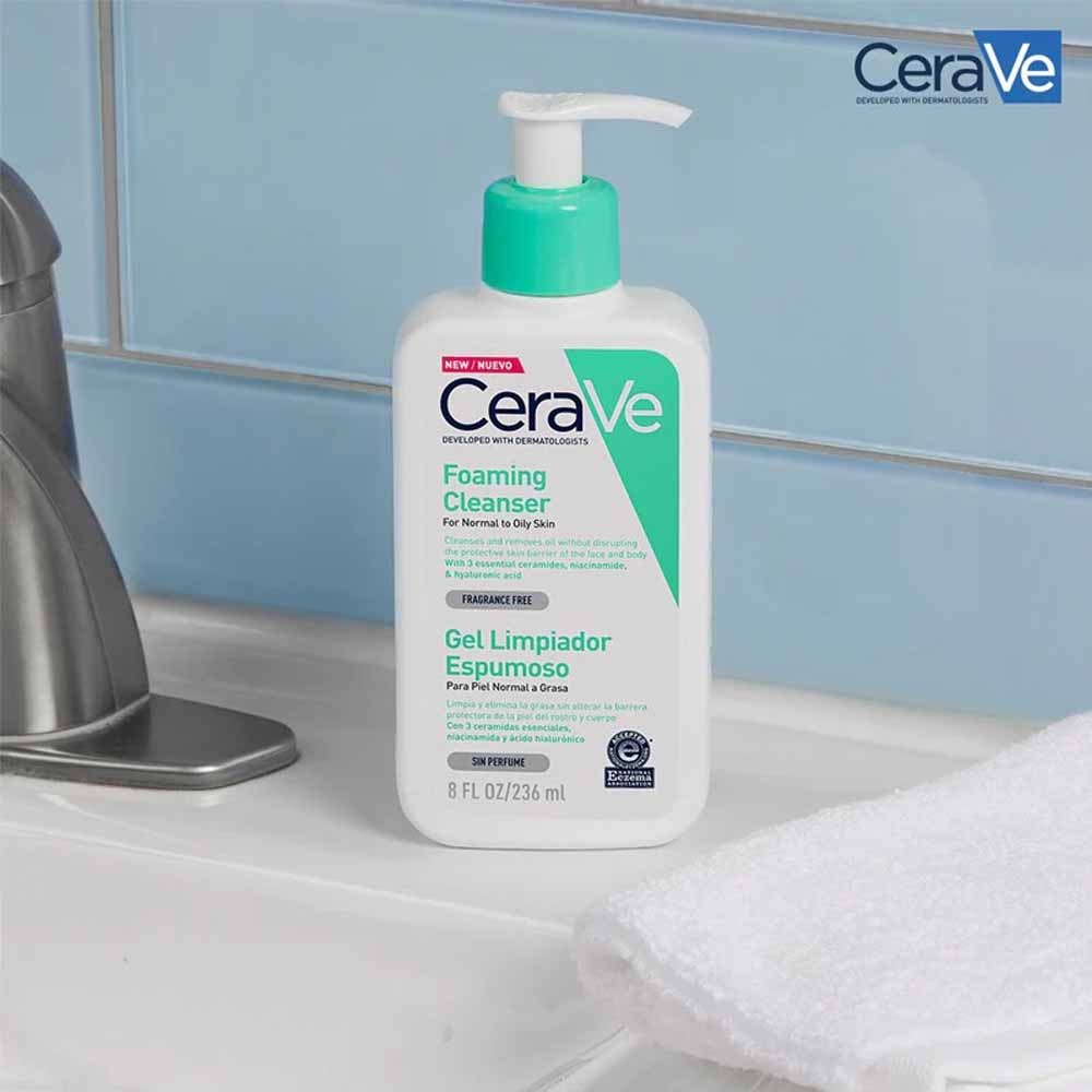 CeraVe Foaming Cleanser 236ml – Gentle Face Wash for Normal to Oily Skin