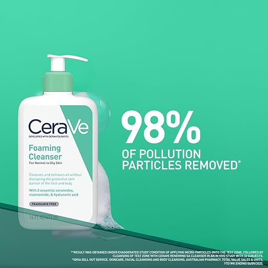 CeraVe Foaming Cleanser 473ml – Gentle Face Wash for Normal to Oily Skin