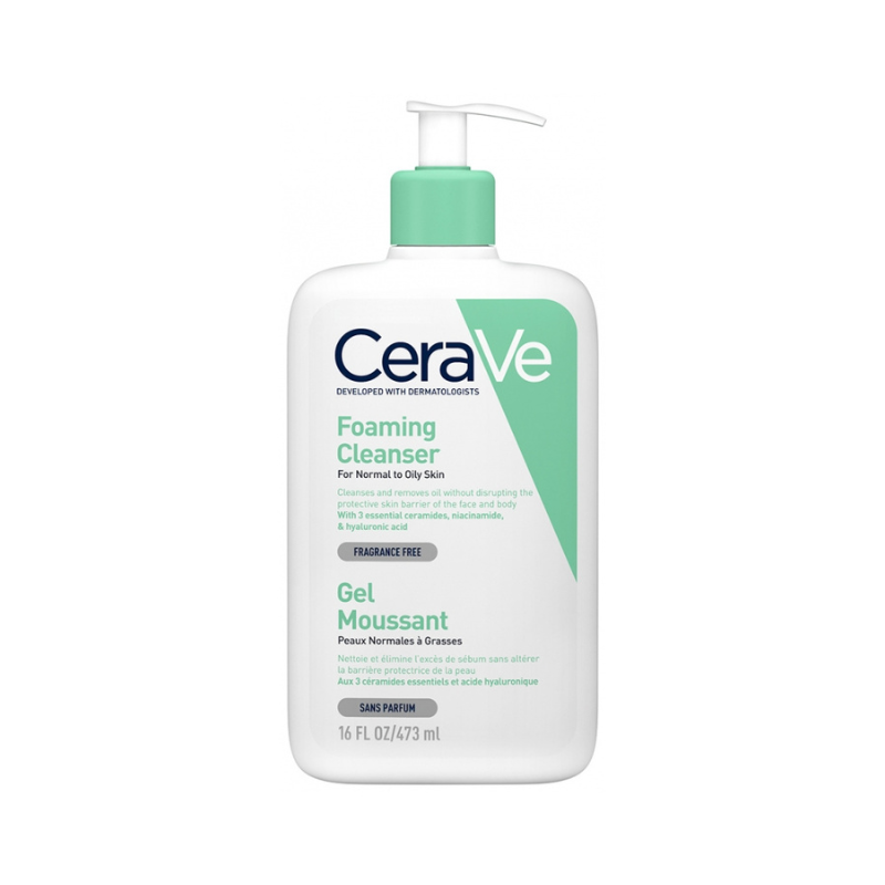 CeraVe Foaming Cleanser 473ml – Gentle Face Wash for Normal to Oily Skin