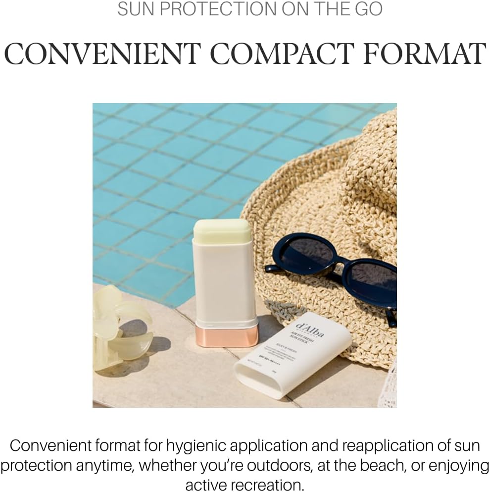 d'Alba Air Fit Fresh Sun Stick for Face & Body, Lightweight  SPF50+ Protection for All Skin Types, Easy and Hygienic Application