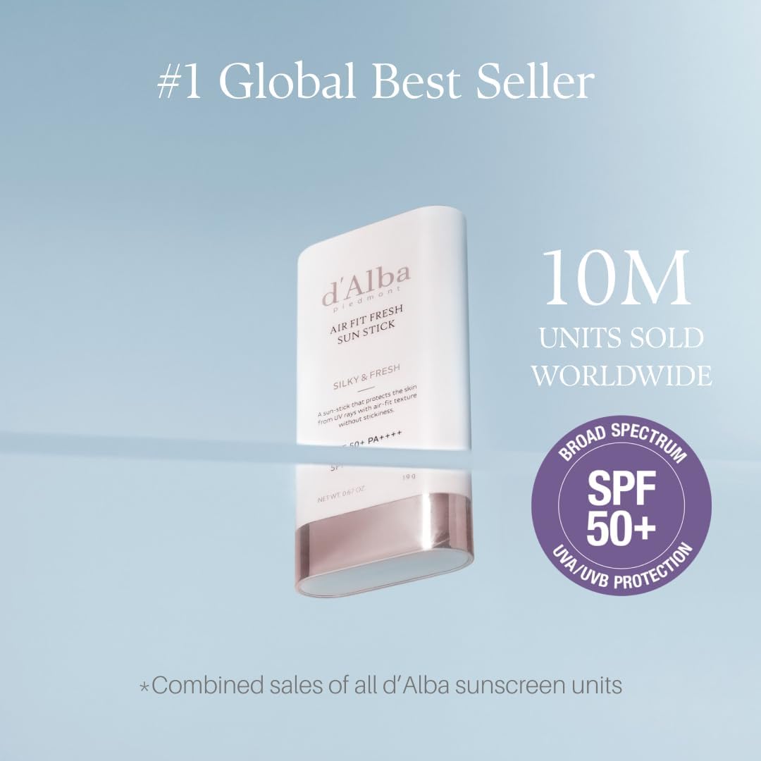 d'Alba Air Fit Fresh Sun Stick for Face & Body, Lightweight  SPF50+ Protection for All Skin Types, Easy and Hygienic Application