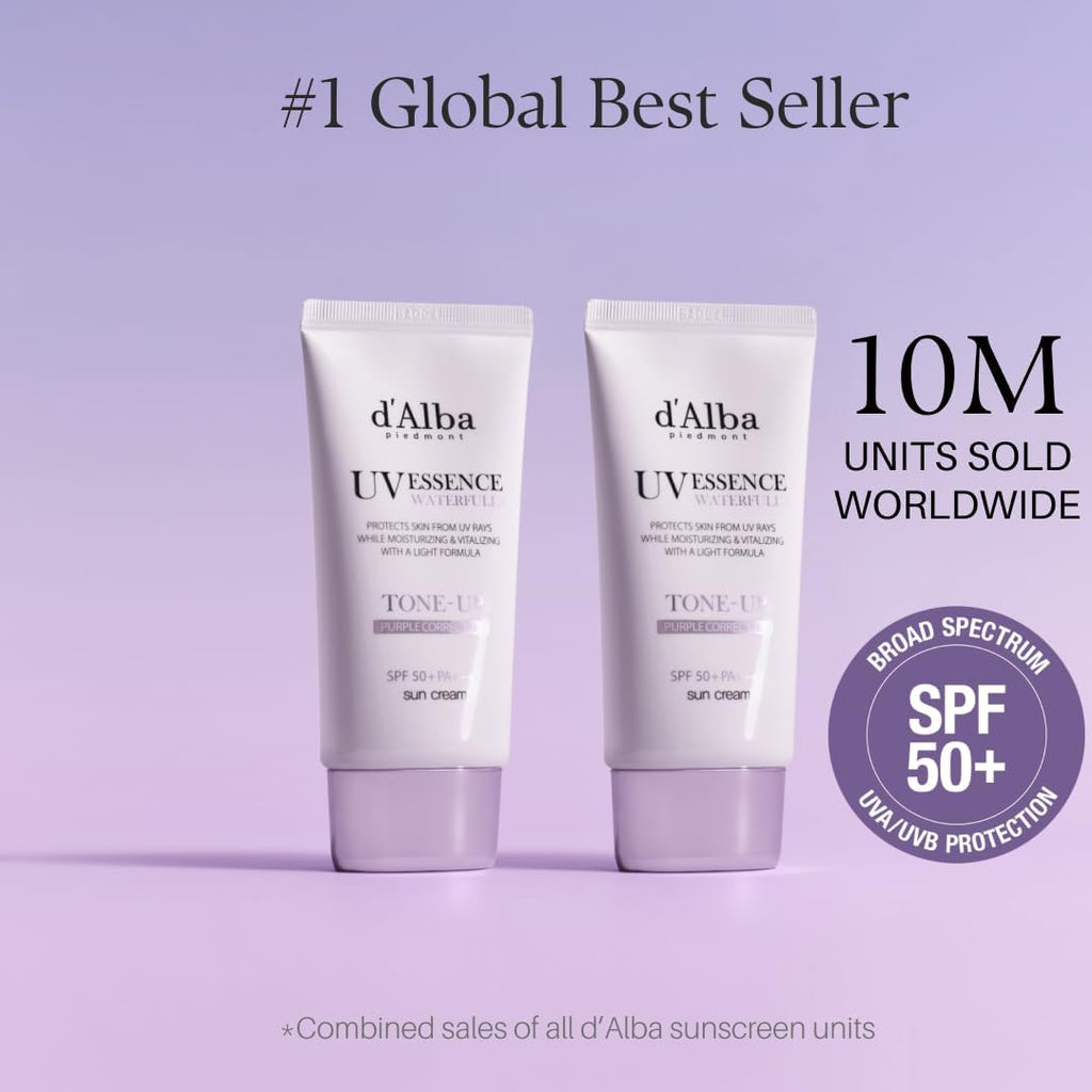 d'Alba Waterfull Tone-Up Sunscreen SPF50+ PA++++ – Brightening UV Protection & Makeup Base (50ml)