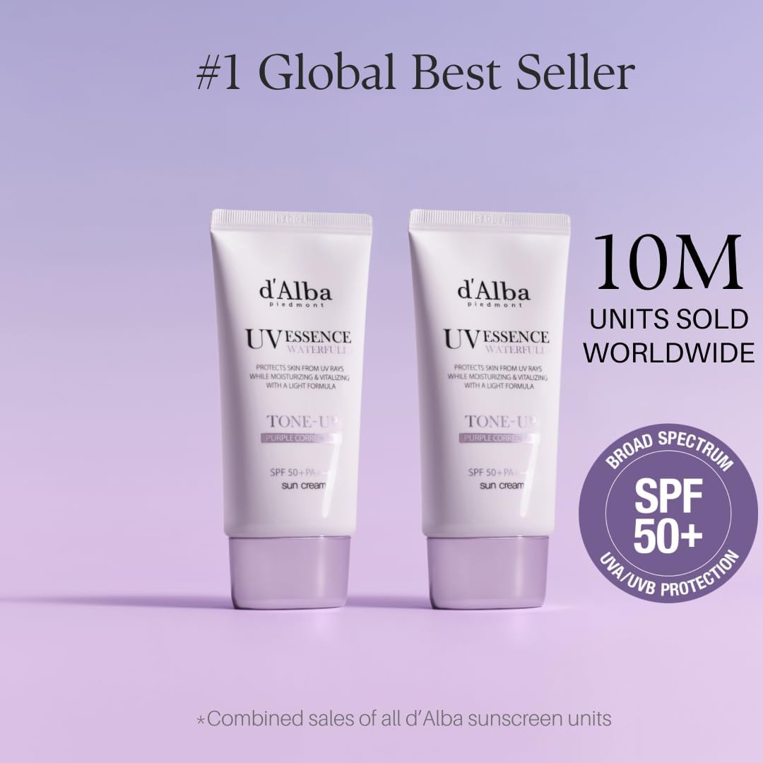 d'Alba Waterfull Tone-Up Sunscreen SPF50+ PA++++ – Brightening UV Protection & Makeup Base (50ml)