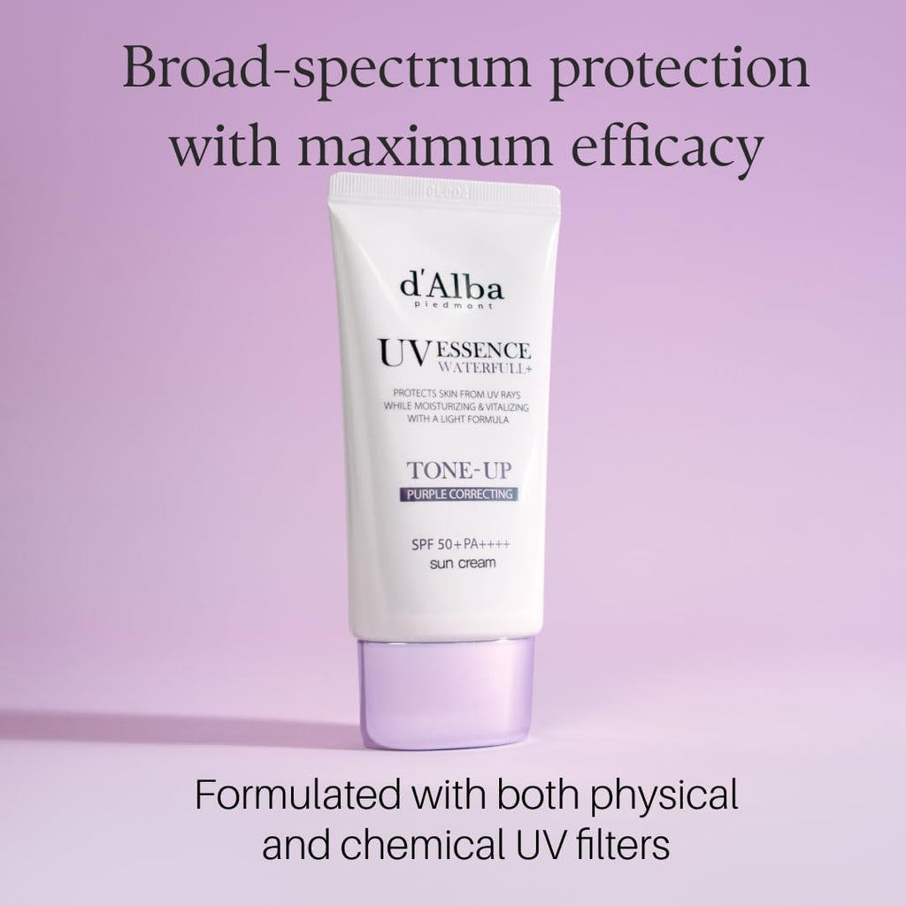 d'Alba Waterfull Tone-Up Sunscreen SPF50+ PA++++ – Brightening UV Protection & Makeup Base (50ml)