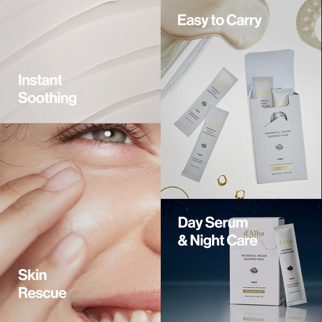 d’Alba Waterfull Vegan Sleeping Pack – Hydrating Night Recovery Gel Mask with White Truffle & Vitamin E