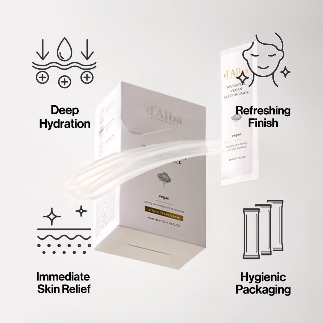 d’Alba Waterfull Vegan Sleeping Pack – Hydrating Night Recovery Gel Mask with White Truffle & Vitamin E