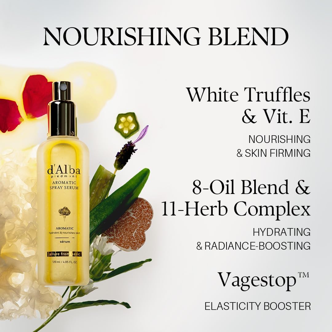 d’Alba White Truffle Aromatic First Spray Serum 60ml – Hydrating Glow Mist & Setting Spray for Radiant Skin