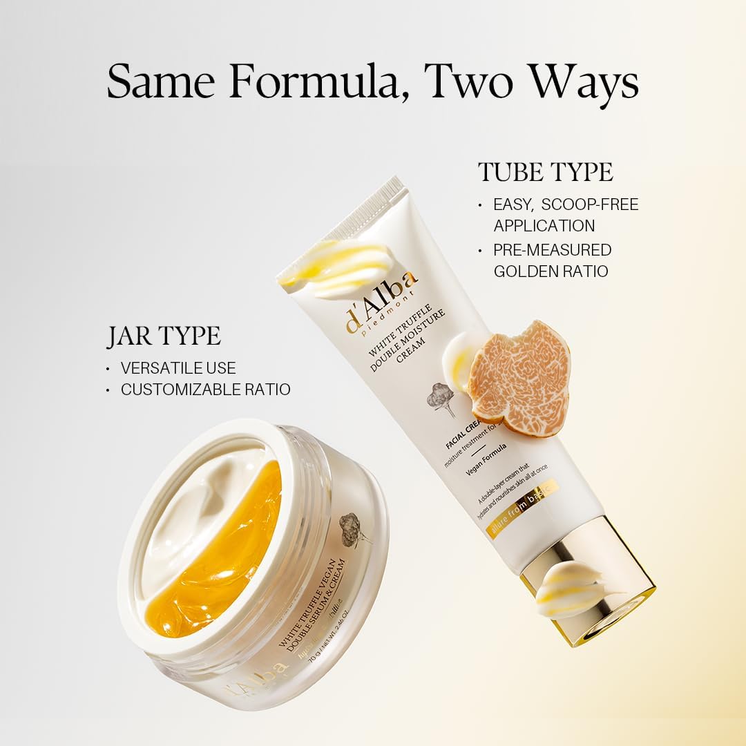 d'Alba White Truffle Double Serum & Cream – 2-in-1 Hydrating & Firming Vegan Korean Skincare (60ml)