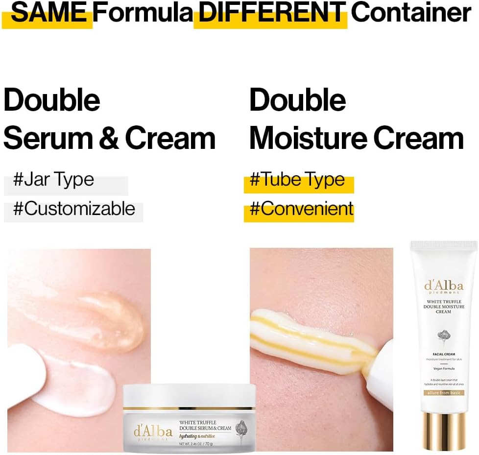 d'Alba White Truffle Double Serum & Cream – 2-in-1 Hydrating & Firming Vegan Korean Skincare (60ml)