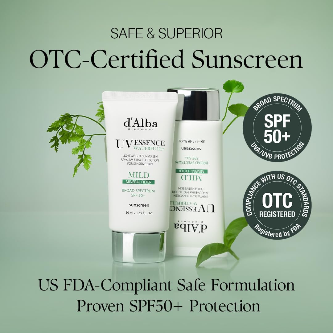 d'Alba White Truffle Waterfull Mild Sunscreen SPF50+ – Mineral UV Protection for Sensitive Skin (50ml)