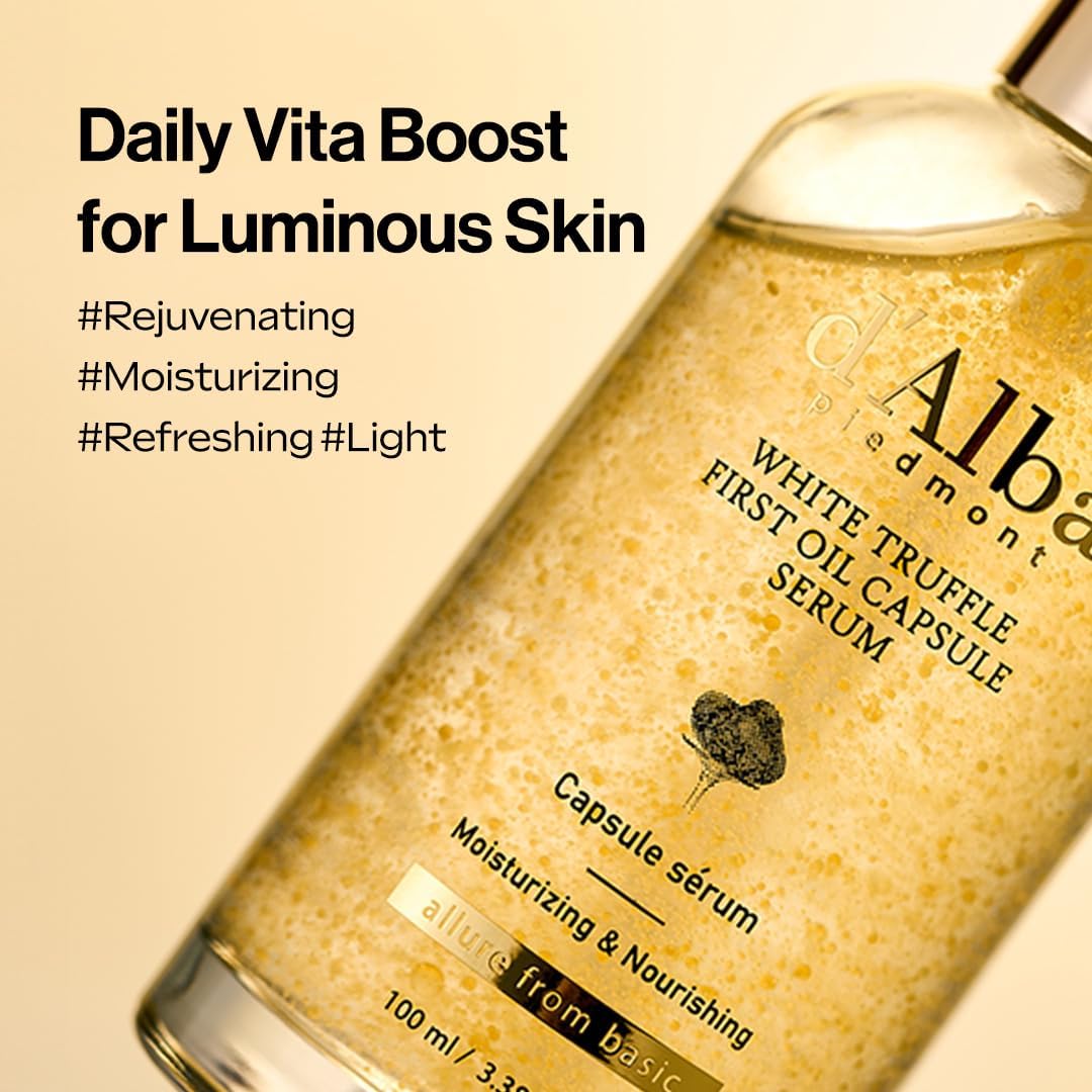 d'Alba White Truffle Oil Capsule Serum – Vitamin Glow Boost Hydrating Korean Skincare (100ml)