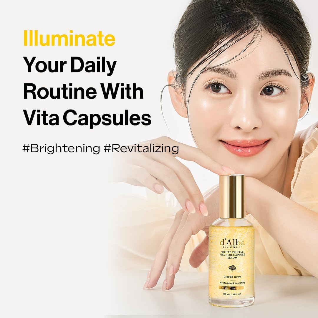 d'Alba White Truffle Oil Capsule Serum – Vitamin Glow Boost Hydrating Korean Skincare (100ml)