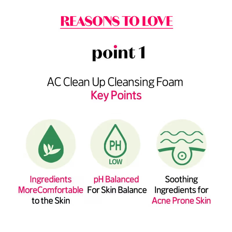 ETUDE AC CLEAN UP CLEANSING FOAM TEA TREE NADECASSOSIDE 150ML
