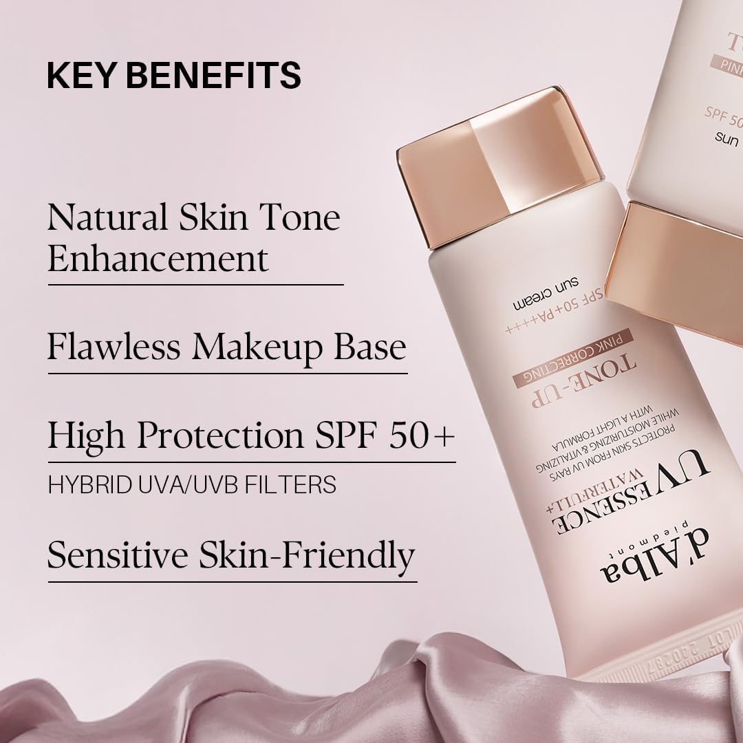 d’Alba Piedmont Italian White Truffle Waterfull Tone-Up Sunscreen SPF 50+ | Vegan Pink Tinted Moisturizer & Brightening Sun Cream