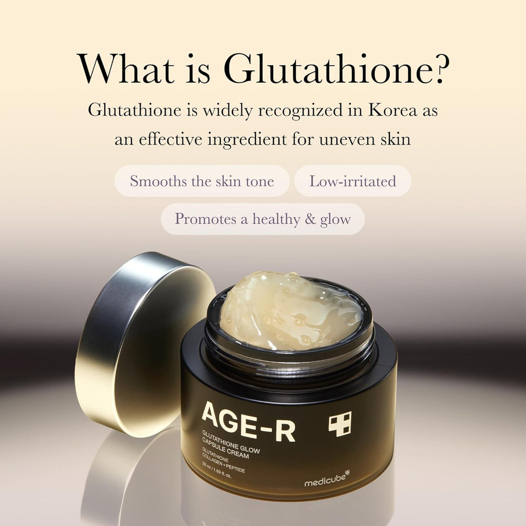 medicube AGE-R Glutathione Glow Capsule Facial Cream - Instant Lifting Moisturizer - Collagen Peptide For Hydrating Glow