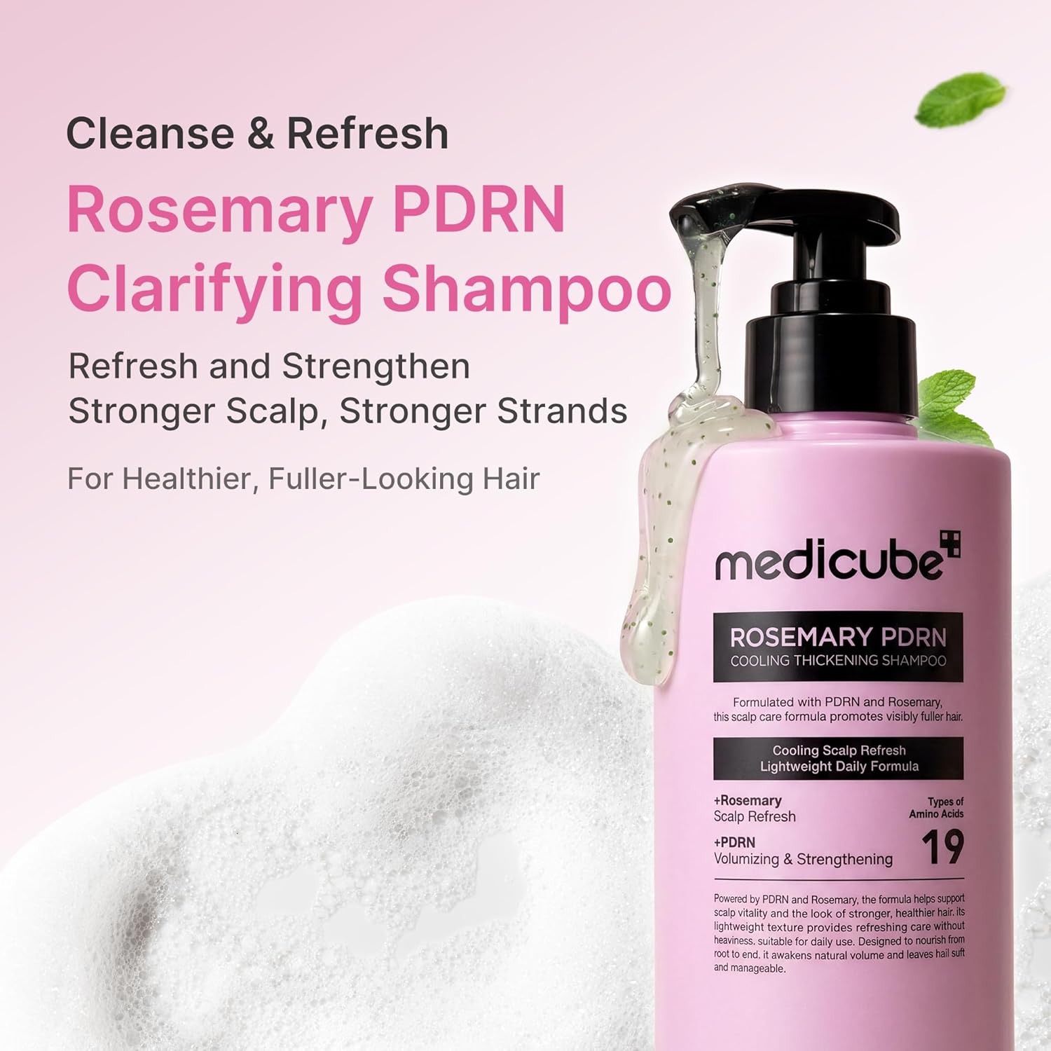 Medicube Rosemary PDRN Cooling Thickening Shampoo 400ml – Clarifying, Volume Boost & Scalp Care Shampoo