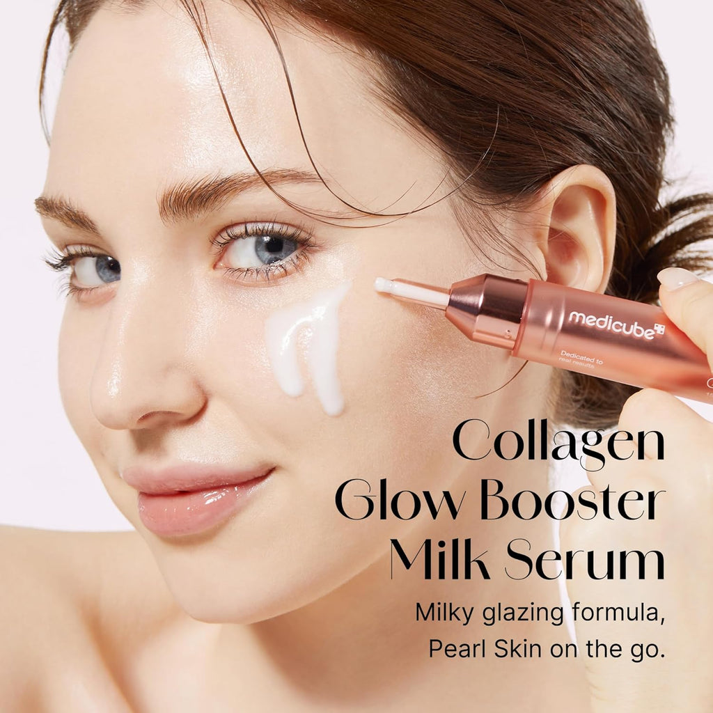 medicube Collagen Glow Booster Milk Serum 15ml - Twist & Click - Radiance & Hydration with Niacinamide, Milk Protein Extract, Hydrolyzed Collagen