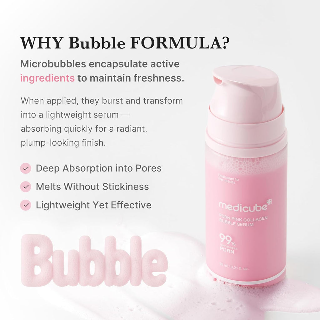 medicube PDRN Pink Collagen Bubble Serum  95ml | Bubble-to-Glow Firming Serum