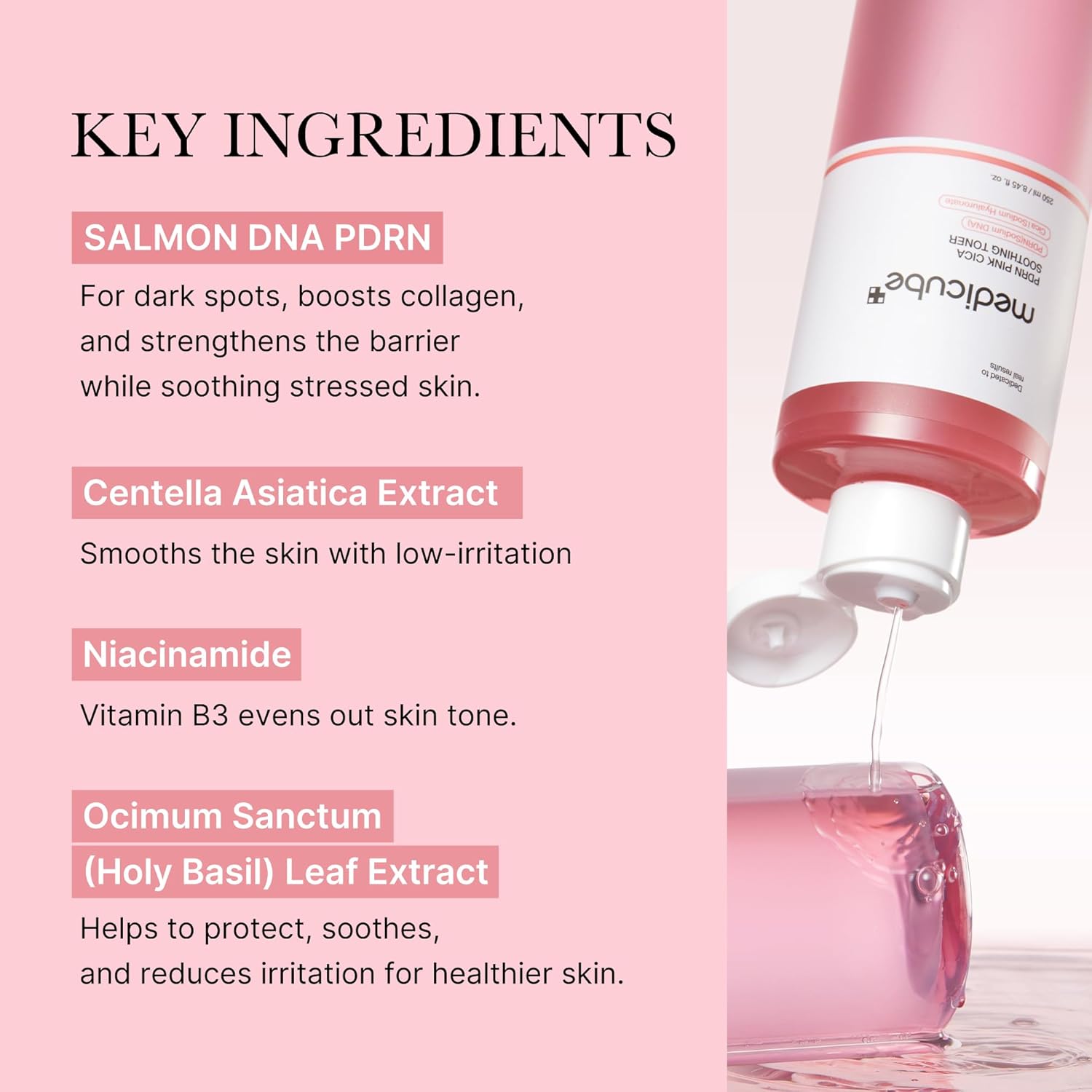 Medicube Salmon DNA PDRN Pink CICA Soothing Toner 250ml – Glow Boosting, Hydrating & Skin Barrier Repair Toner