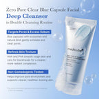 medicube Zero Pore Clear Blue Capsule Facial Cleanser for Skin Texture, Blackhead & Pore Care | AHA, BHA & PHA for Double Cleansing, Daily Gentle Face Wash, Korean Skincare | 120g