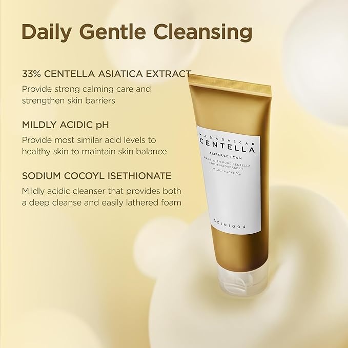 SKIN1004 Madagascar Centella Ampoule Foam 125ml | Gentle Low pH Cleanser for Sensitive & Acne-Prone Skin