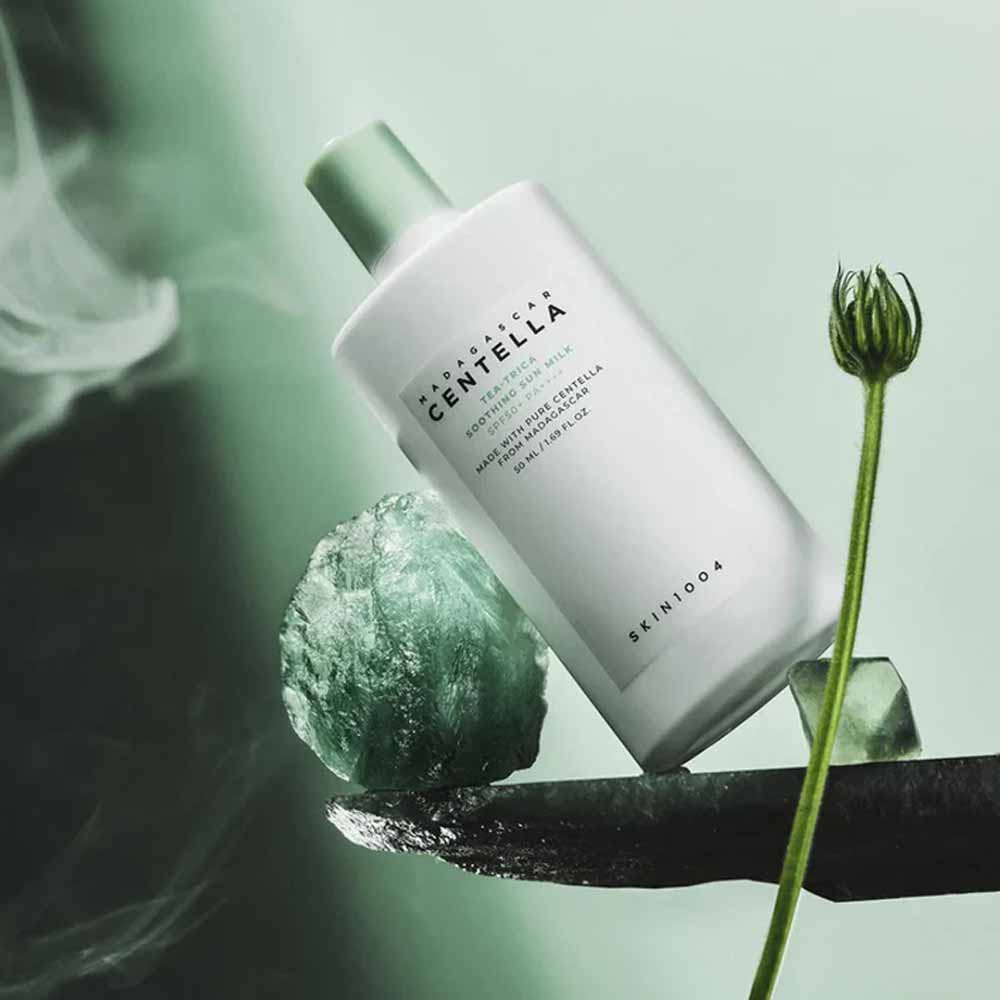 SKIN1004 Madagascar Centella Tea-Trica Soothing Sun Milk SPF50+ PA++++ 50ml | Lightweight Oil-Control Sunscreen for Acne-Prone Skin